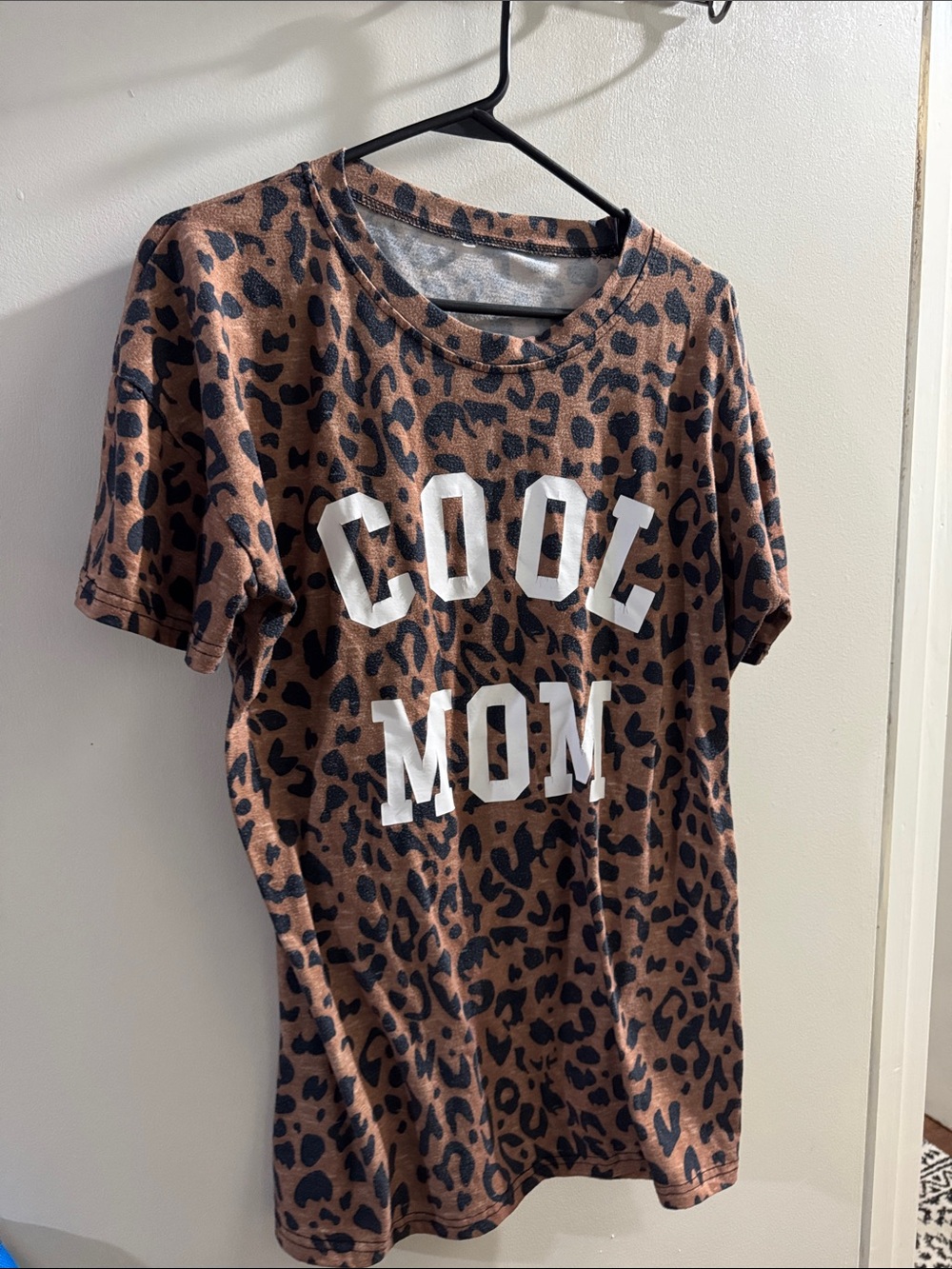 Leopard Print "Cool Mom" Short Sleeve Tee - Brown - Picture 1 of 2